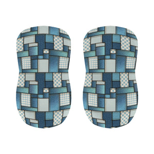 Plaid And Denim Patchwork Pattern Print Bar Stool Covers