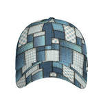 Plaid And Denim Patchwork Pattern Print Baseball Cap