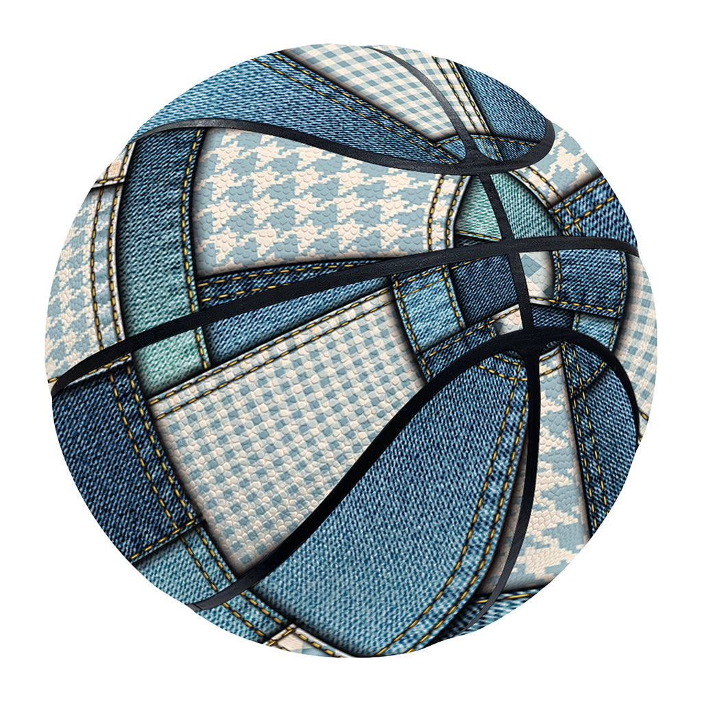 Plaid And Denim Patchwork Pattern Print Basketball