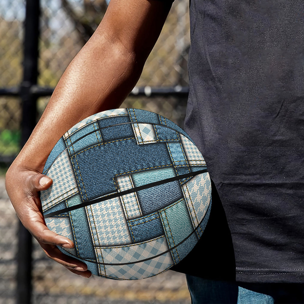 Plaid And Denim Patchwork Pattern Print Basketball