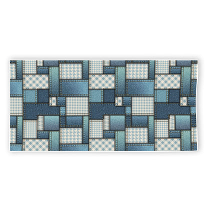 Plaid And Denim Patchwork Pattern Print Beach Towel