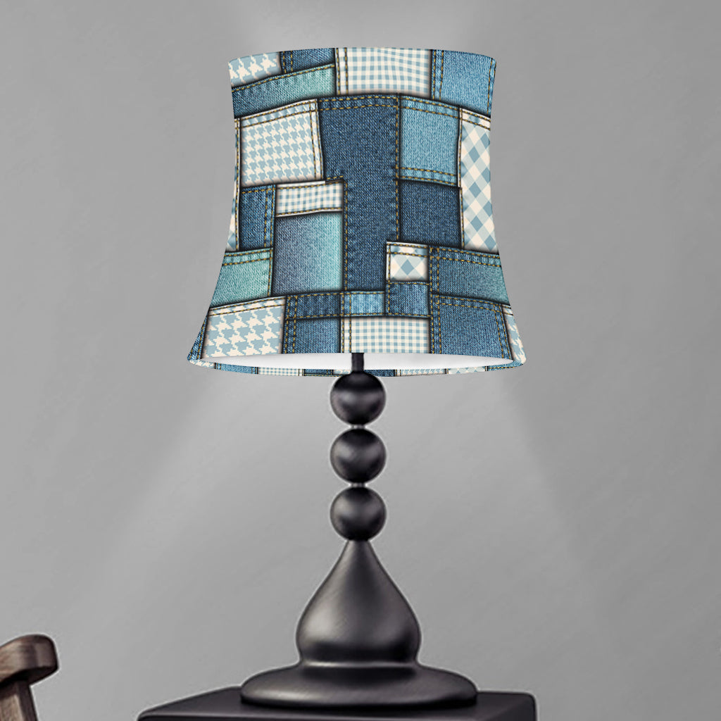 Plaid And Denim Patchwork Pattern Print Bell Lamp Shade