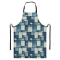 Plaid And Denim Patchwork Pattern Print Bib Apron With Pocket
