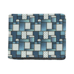 Plaid And Denim Patchwork Pattern Print Bifold Wallet
