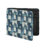 Plaid And Denim Patchwork Pattern Print Bifold Wallet
