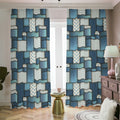 Plaid And Denim Patchwork Pattern Print Dimout Pencil Pleat Curtains