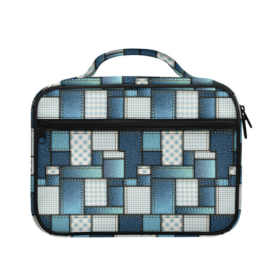 Plaid And Denim Patchwork Pattern Print Briefcase Bible Bag