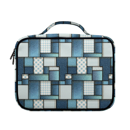 Plaid And Denim Patchwork Pattern Print Briefcase Bible Bag
