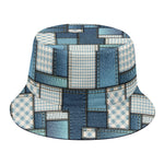 Plaid And Denim Patchwork Pattern Print Bucket Hat