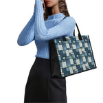 Plaid And Denim Patchwork Pattern Print Canvas Tote Bag