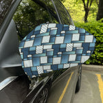 Plaid And Denim Patchwork Pattern Print Car Side Mirror Covers