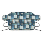 Plaid And Denim Patchwork Pattern Print Car Windshield Snow Cover