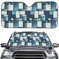 Plaid And Denim Patchwork Pattern Print Car Windshield Sun Shade
