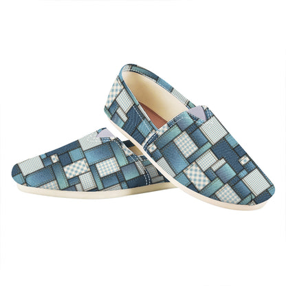 Plaid And Denim Patchwork Pattern Print Casual Shoes