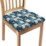 Plaid And Denim Patchwork Pattern Print Chair Cushion Cover