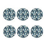 Plaid And Denim Patchwork Pattern Print Coaster Set
