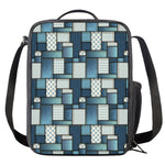 Plaid And Denim Patchwork Pattern Print Crossbody Lunch Bag