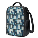Plaid And Denim Patchwork Pattern Print Crossbody Lunch Bag
