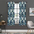 Plaid And Denim Patchwork Pattern Print Grommet Curtain Panels