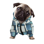 Plaid And Denim Patchwork Pattern Print Dog Zip Up Hoodie
