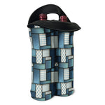 Plaid And Denim Patchwork Pattern Print Double Neoprene Wine Tote