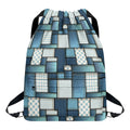 Plaid And Denim Patchwork Pattern Print Drawstring Backpack