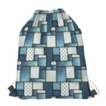 Plaid And Denim Patchwork Pattern Print Drawstring Bag