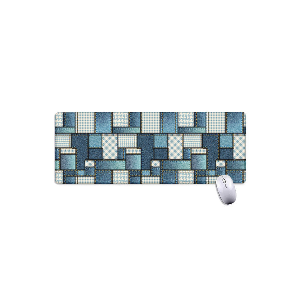 Plaid And Denim Patchwork Pattern Print Extended Mouse Pad
