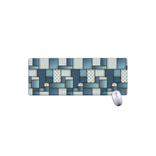 Plaid And Denim Patchwork Pattern Print Extended Mouse Pad
