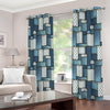 Plaid And Denim Patchwork Pattern Print Extra Wide Grommet Curtains