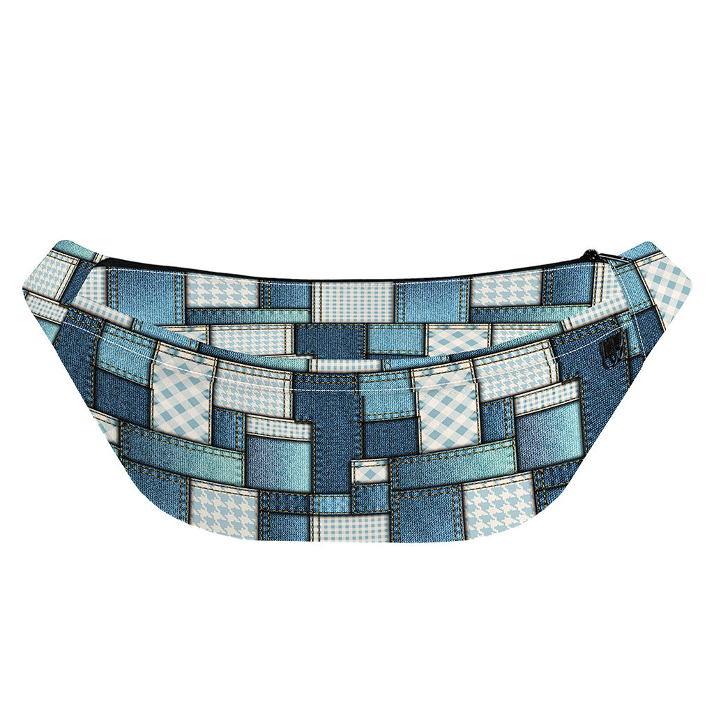 Plaid And Denim Patchwork Pattern Print Fanny Pack
