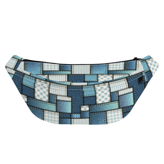 Plaid And Denim Patchwork Pattern Print Fanny Pack