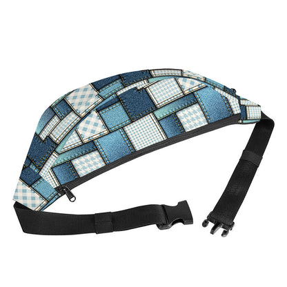 Plaid And Denim Patchwork Pattern Print Fanny Pack