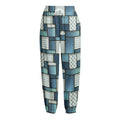 Plaid And Denim Patchwork Pattern Print Fleece Lined Knit Pants