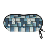 Plaid And Denim Patchwork Pattern Print Glasses Case