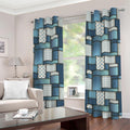 Plaid And Denim Patchwork Pattern Print Grommet Curtains