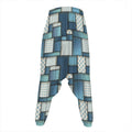 Plaid And Denim Patchwork Pattern Print Hammer Pants