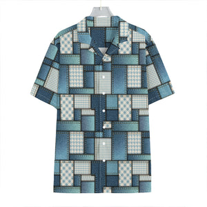 Plaid And Denim Patchwork Pattern Print Hawaiian Shirt