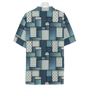 Plaid And Denim Patchwork Pattern Print Hawaiian Shirt