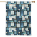 Plaid And Denim Patchwork Pattern Print House Flag