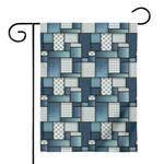 Plaid And Denim Patchwork Pattern Print House Flag