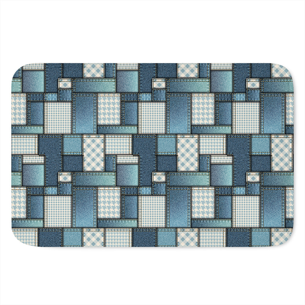 Plaid And Denim Patchwork Pattern Print Indoor Door Mat