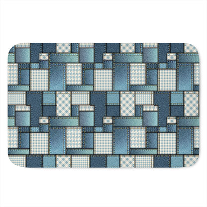 Plaid And Denim Patchwork Pattern Print Indoor Door Mat