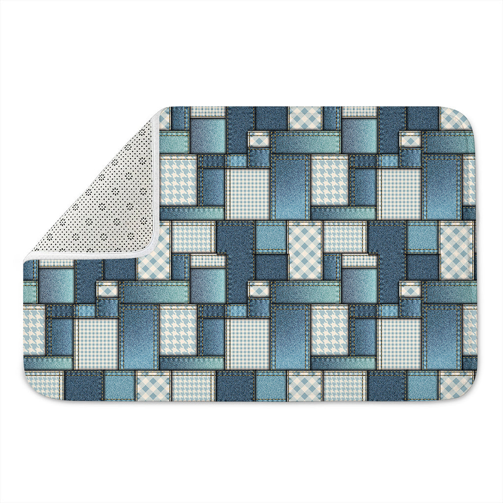 Plaid And Denim Patchwork Pattern Print Indoor Door Mat