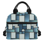 Plaid And Denim Patchwork Pattern Print Insulated Lunch Bag