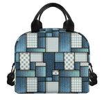 Plaid And Denim Patchwork Pattern Print Insulated Lunch Bag