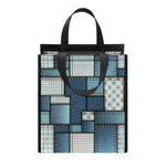 Plaid And Denim Patchwork Pattern Print Insulated Lunch Tote
