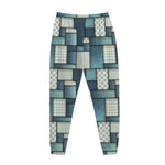 Plaid And Denim Patchwork Pattern Print Jogger Pants