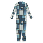 Plaid And Denim Patchwork Pattern Print Jumpsuit