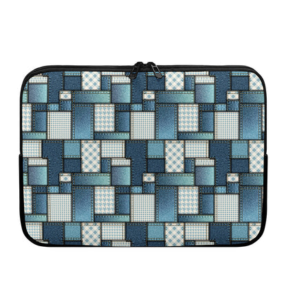 Plaid And Denim Patchwork Pattern Print Laptop Sleeve